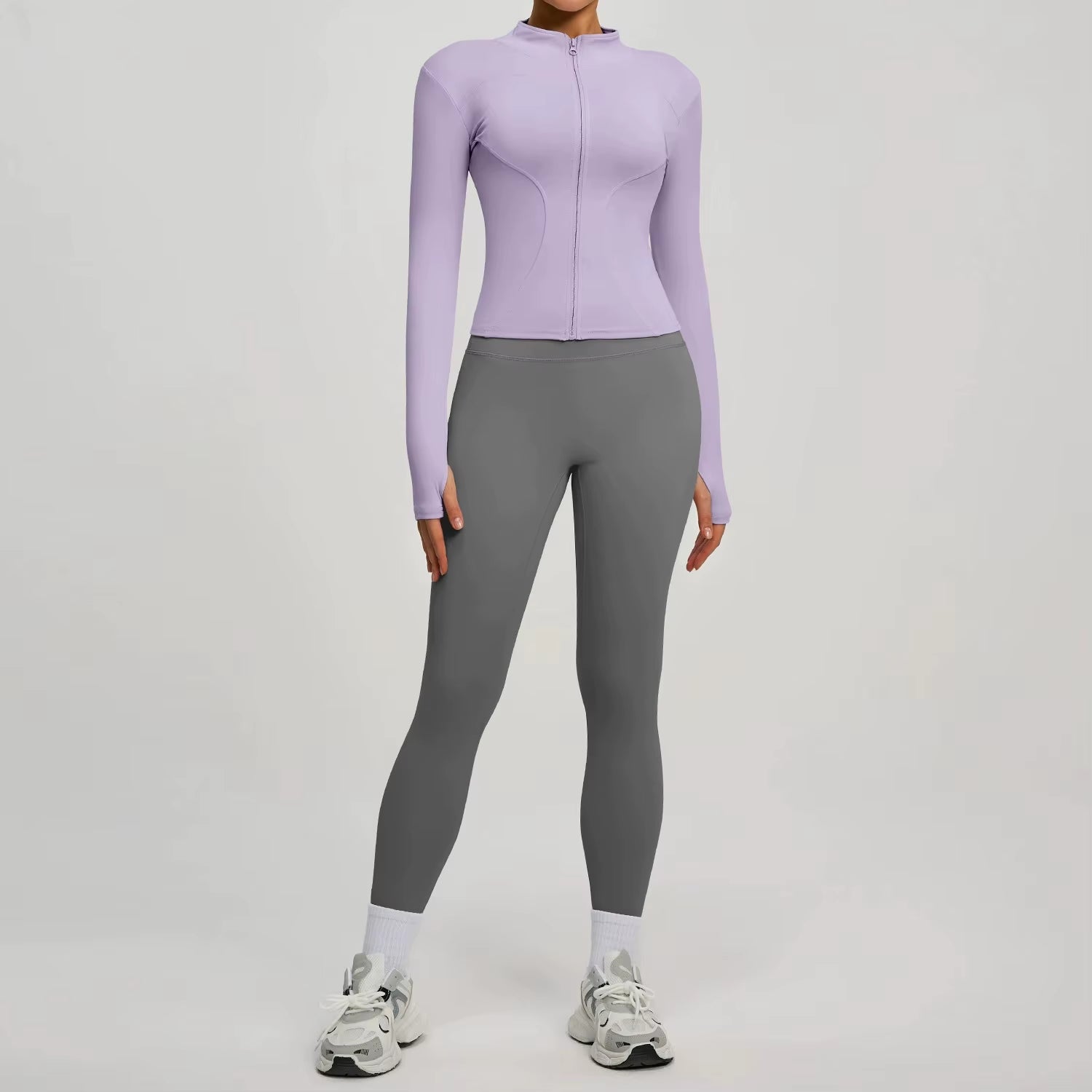 2Pcs Jacket Yoga Sets Women Long Sleeve Zipper Slim Sports Shirts Hip Lifting Leggings Fitness Running Workout Suits Tracksuit