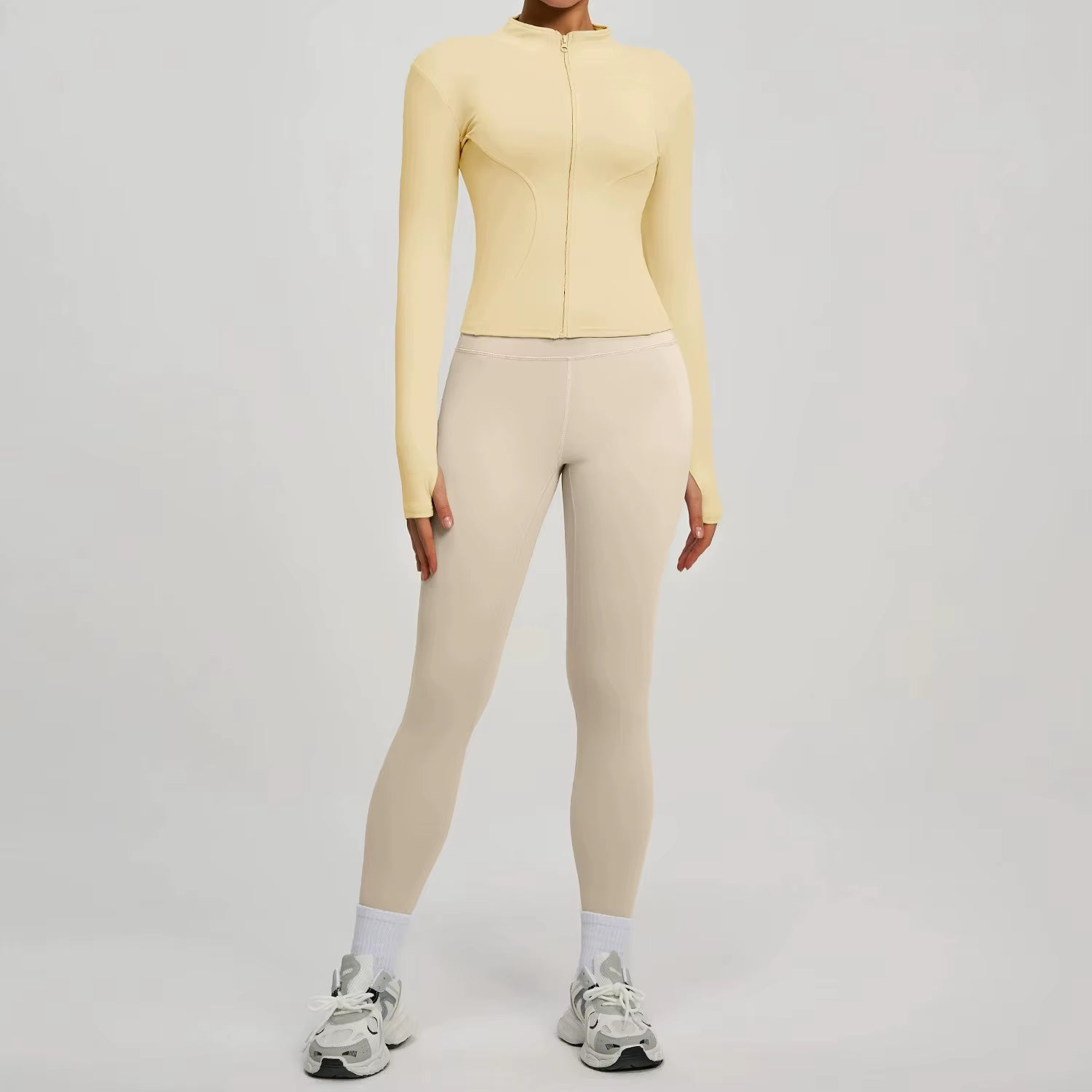 2Pcs Jacket Yoga Sets Women Long Sleeve Zipper Slim Sports Shirts Hip Lifting Leggings Fitness Running Workout Suits Tracksuit