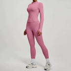 2Pcs Jacket Yoga Sets Women Long Sleeve Zipper Slim Sports Shirts Hip Lifting Leggings Fitness Running Workout Suits Tracksuit