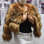 Faux Fur Coat Women'S Jacket Winter Fashion Warm Thick Fox Raccoon Leather Brown plus Size Especially Fake Fur Cold Coat