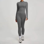 2Pcs Jacket Yoga Sets Women Long Sleeve Zipper Slim Sports Shirts Hip Lifting Leggings Fitness Running Workout Suits Tracksuit