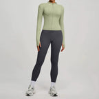 2Pcs Jacket Yoga Sets Women Long Sleeve Zipper Slim Sports Shirts Hip Lifting Leggings Fitness Running Workout Suits Tracksuit