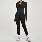 2Pcs Jacket Yoga Sets Women Long Sleeve Zipper Slim Sports Shirts Hip Lifting Leggings Fitness Running Workout Suits Tracksuit