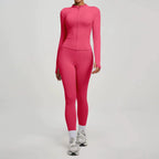 2Pcs Jacket Yoga Sets Women Long Sleeve Zipper Slim Sports Shirts Hip Lifting Leggings Fitness Running Workout Suits Tracksuit
