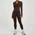 2Pcs Jacket Yoga Sets Women Long Sleeve Zipper Slim Sports Shirts Hip Lifting Leggings Fitness Running Workout Suits Tracksuit