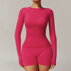 Seamless Yoga Set Women Pink Short Sleeve Top with High Waist Leggings Two Piece Workout Clothes Sports Fitness Gym Sets