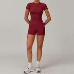 Seamless Yoga Set Women Pink Short Sleeve Top with High Waist Leggings Two Piece Workout Clothes Sports Fitness Gym Sets