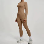 2Pcs Jacket Yoga Sets Women Long Sleeve Zipper Slim Sports Shirts Hip Lifting Leggings Fitness Running Workout Suits Tracksuit