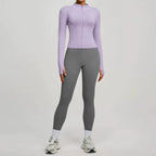 2Pcs Jacket Yoga Sets Women Long Sleeve Zipper Slim Sports Shirts Hip Lifting Leggings Fitness Running Workout Suits Tracksuit