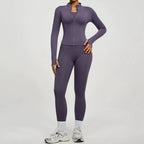 2Pcs Jacket Yoga Sets Women Long Sleeve Zipper Slim Sports Shirts Hip Lifting Leggings Fitness Running Workout Suits Tracksuit